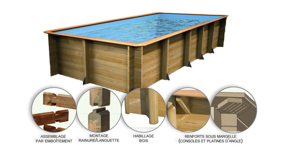 Woodfirst Original Rectangulaire 800 x 400 x 146 cm - la piscine bois rectangulaire en kit tout compris
