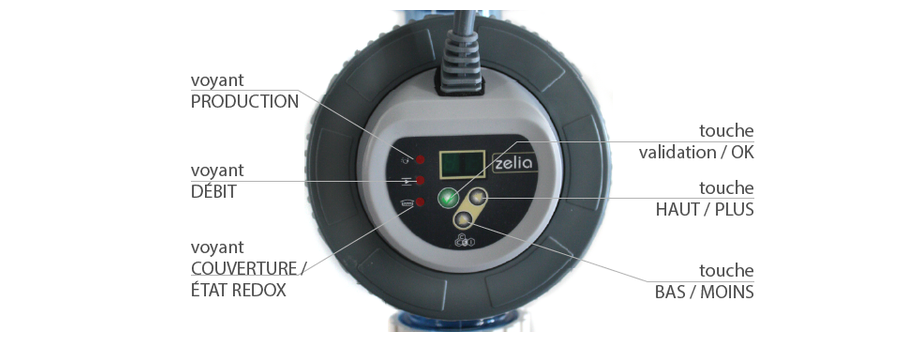 Electrolyseur piscine Zelia ZLT - commandes cellule