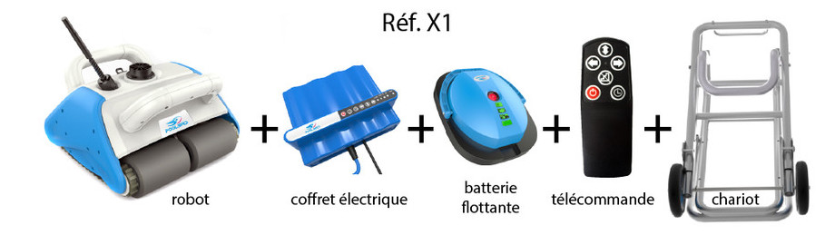 robot nettoyeur sans fil Poolbird - pack robot avec batterie flottant et coffret electrique