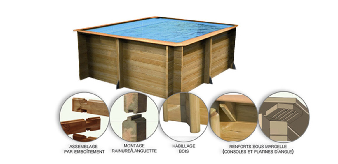piscine bois carrée structure