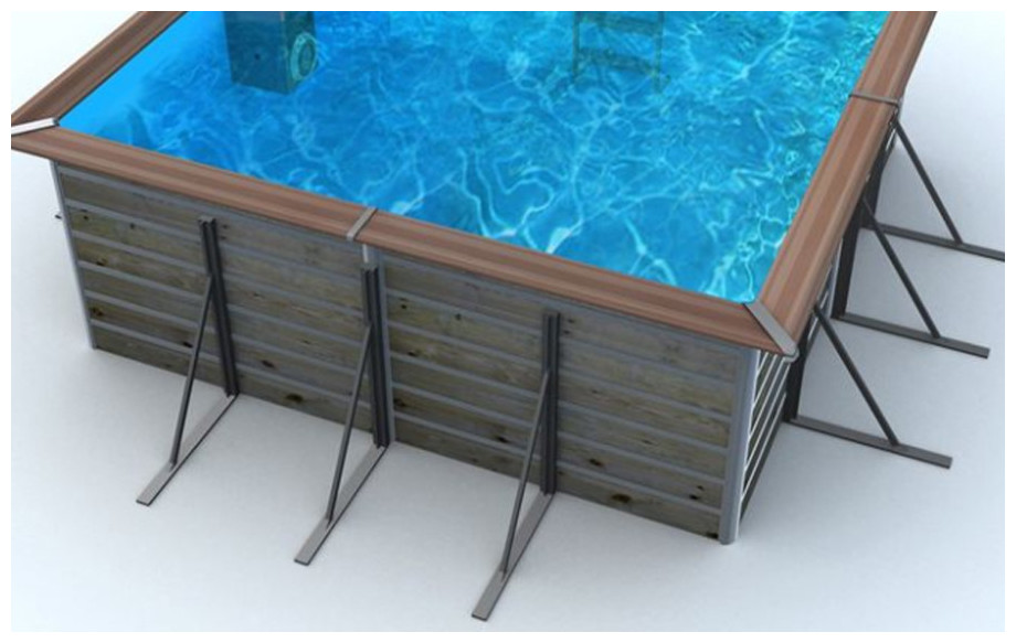 jambe de force piscine bois waterclip carrée