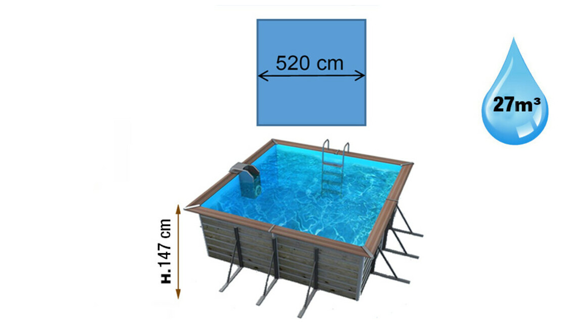 dimensions piscine waterclip carrée solta