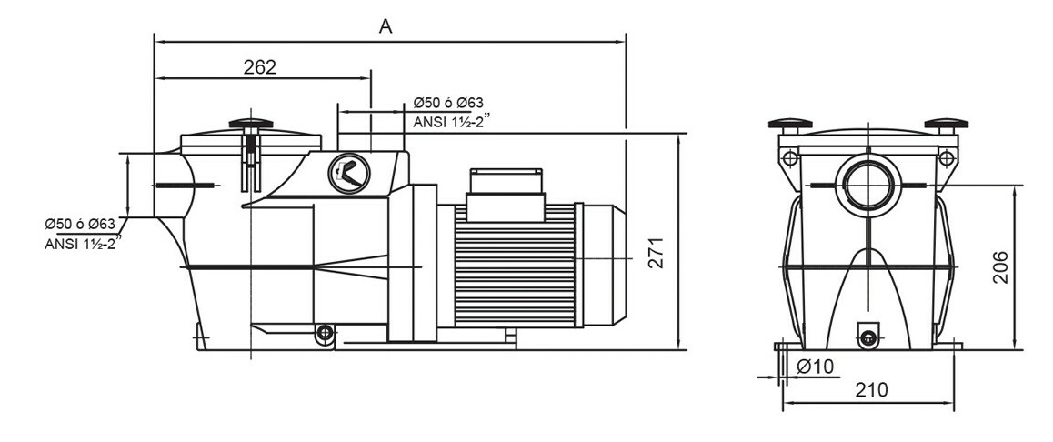 dimensions de la Pompe de filtration pour piscine Kripsol Koral-KSE