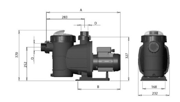 pompe filtration astral glass plus - dimensions