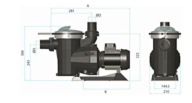 Pompe filtration pcclair dimensions