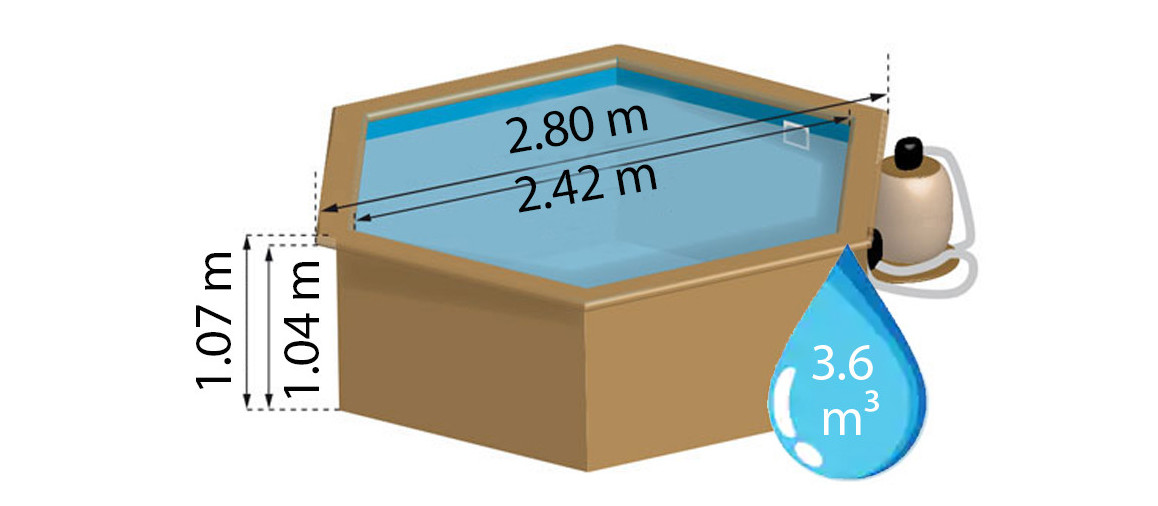 dimensions de la piscine bois sunbay lili ronde Ø2,80 m x H.1,07m