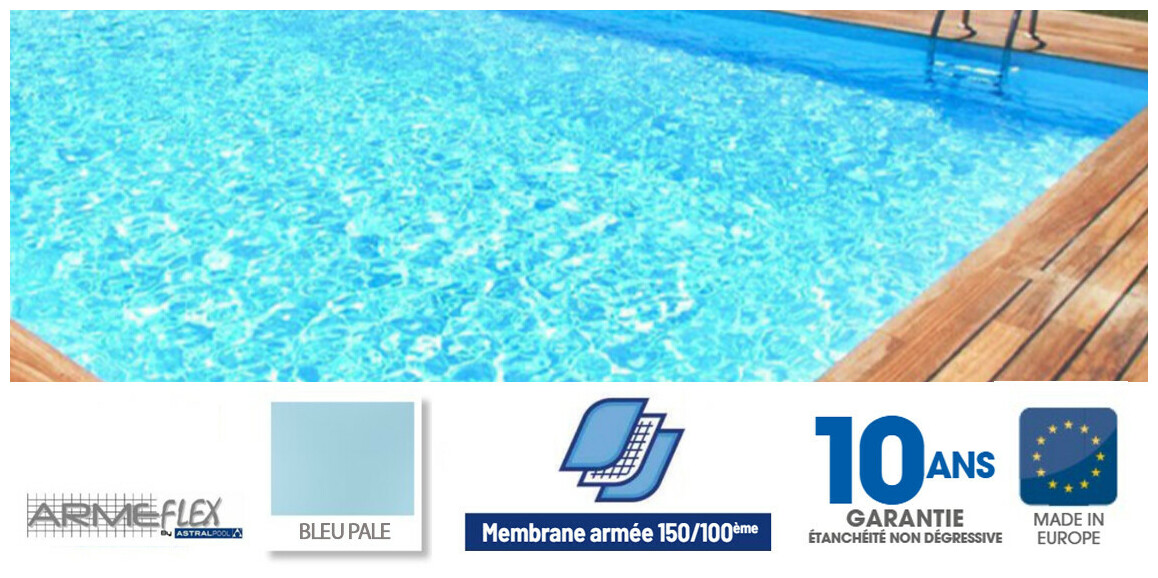 Liner PVC armé 150/100 ème Armeflex - Bleu pâle