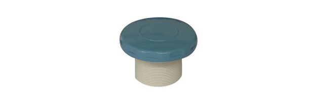 Prise balai pour piscine beton bleu