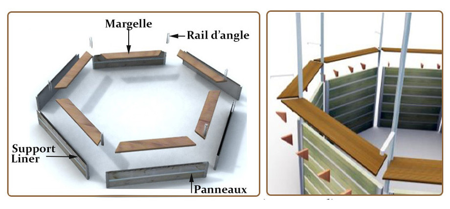 assemblage structure de la piscine bois waterclip minduro