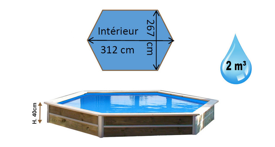 dimensions de la piscine bois hexagonale waterclip minduro