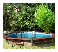 waterclip piscine bois octogonale semi-enterrée