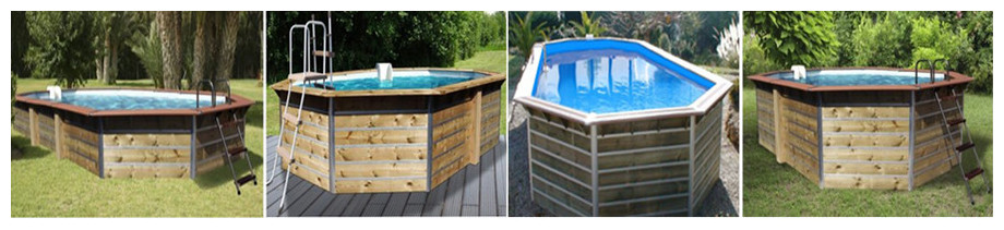 modèle de piscine bois octogonale allongée Waterclip en situation