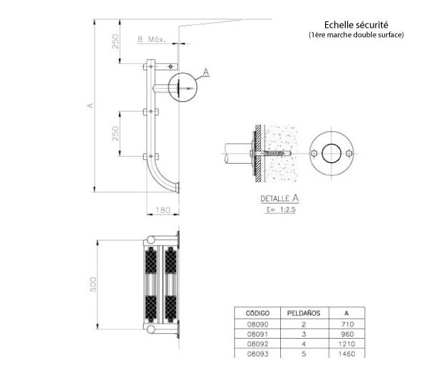 echelle special volet marche double dim