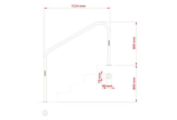 rampe inox 1524 mm a visser - dimensions
