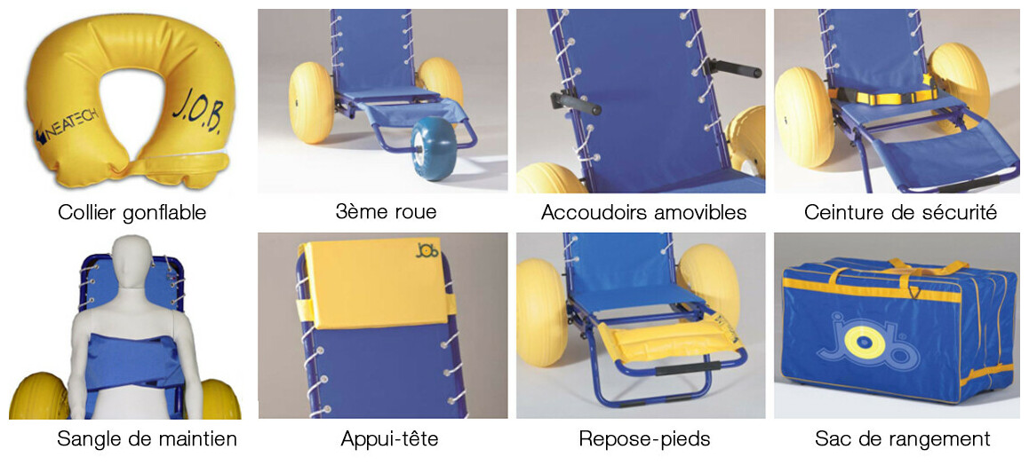 équipements en option du fauteuil Fauteuil de mise a l'eau démontable JOB Classic Axsol