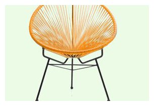 Fauteuil d'extérieur Design en acier noir et résine tendue orange
