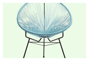 Fauteuil d'extérieur Design en aceir noir et résine tendue bleu
