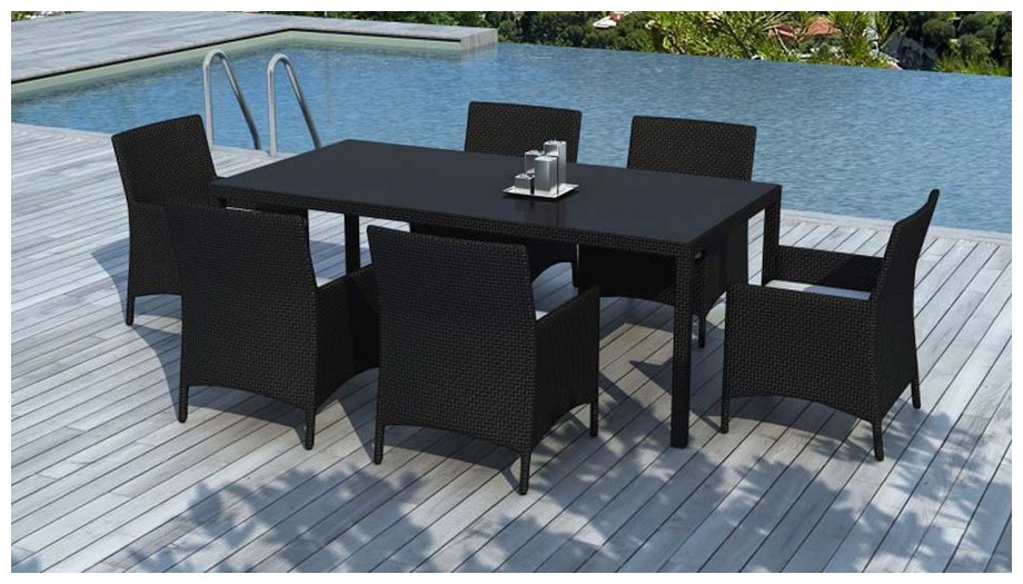 table et fauteuil hades resine noire
