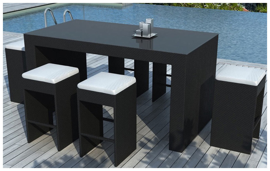 Table et tabourets de jardin Rhéa Noir