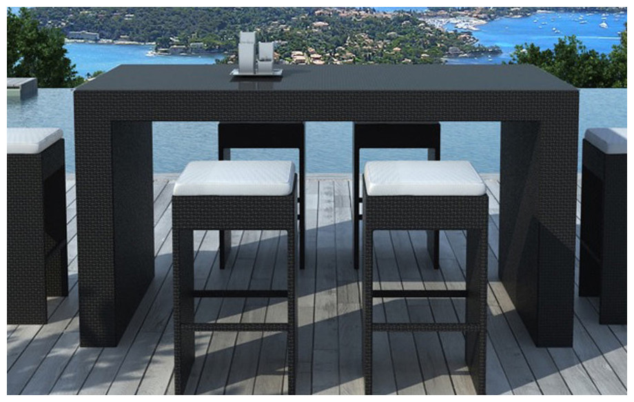 Table et tabourets de jardin Rhéa NOIR