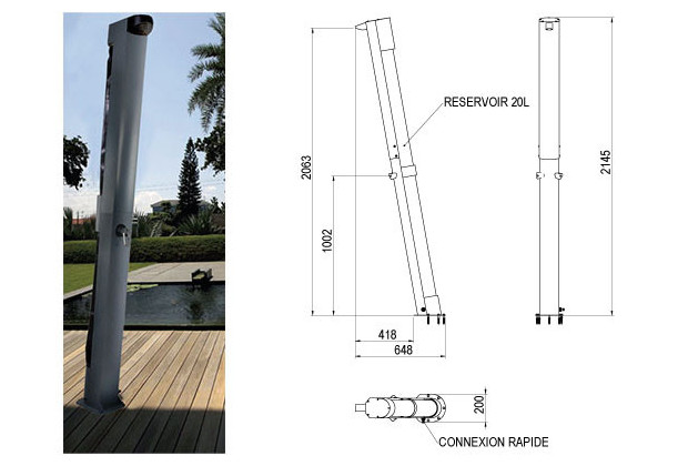 douche solaire luxe situation et dimensions