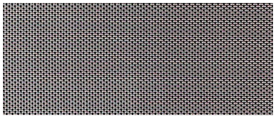 Détail du textilène gris des chaises du salon de repas de jardin haut en aluminium peint blanc Sydney