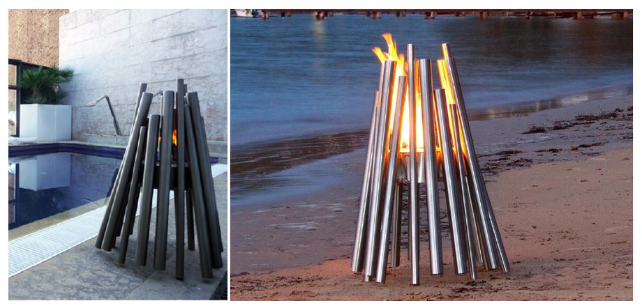 Stix - Cheminée de jardin design - ambiance 2