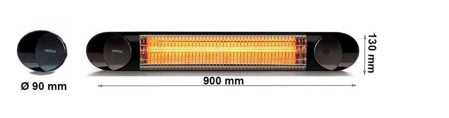 dimension du chauffage infrarouge blade Optima 2500 Fargau en situation