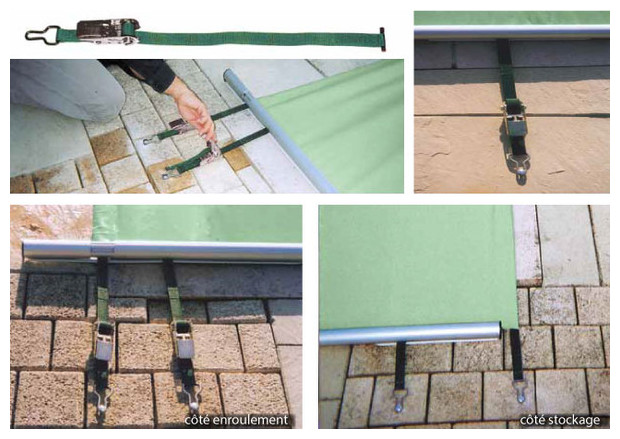couverture a barre securit pool sangles de fixation