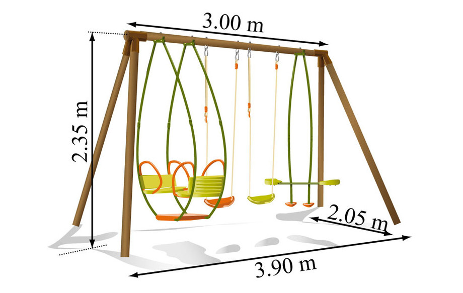 Dimension du portique et de la balançoire pour enfant en bois Safran