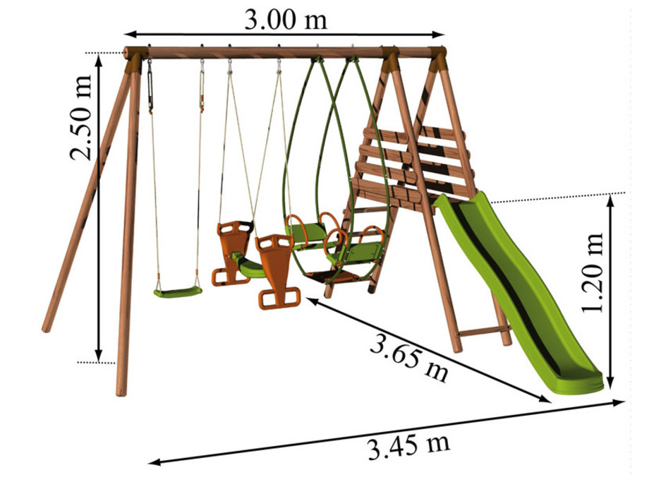 Portique/Balançoire en bois avec agrès. JardinCenter.fr