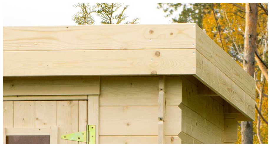 Détail de la toiture de l abri de jardin contemporain en bois Ontario en situation