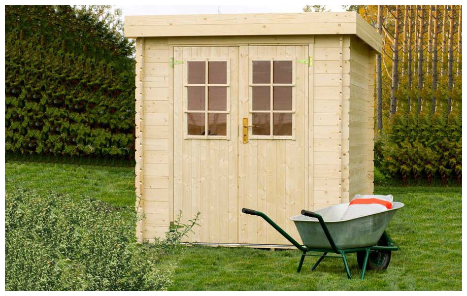 Détail de la toiture de l abri de jardin contemporain en bois Ontario Luoman en situation