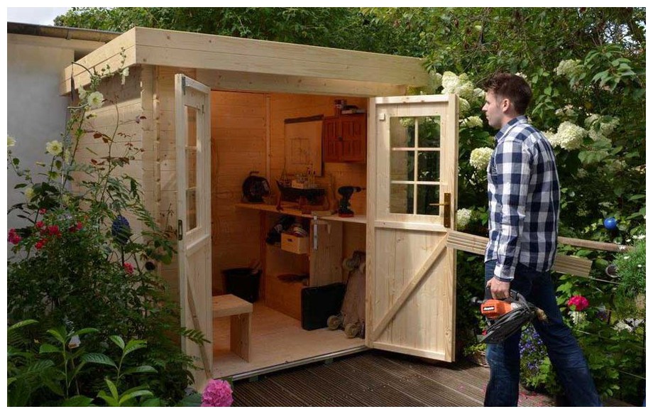 abri de jardin en bois Ontario Luoman en situation