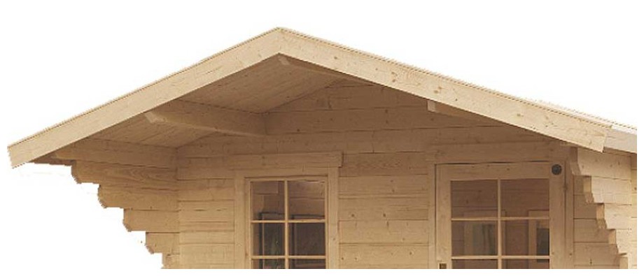 détail de la toiture de l'abri en bois de jardin Honey simple porte de Luoman en situation