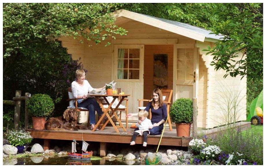 abri en bois de jardin Nicaragua double porte 44 mm de Luoman en situation