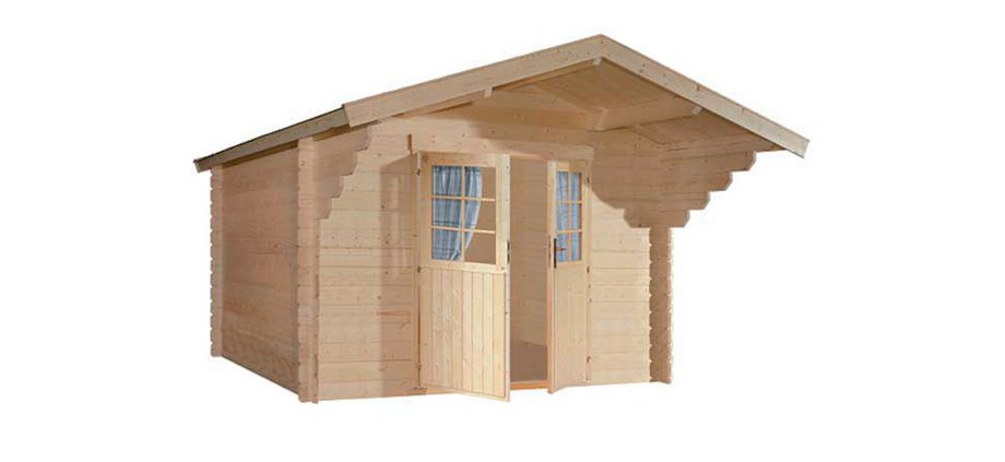 détail de l'abri en bois de jardin Nicaragua 44 mm Luoman double porte