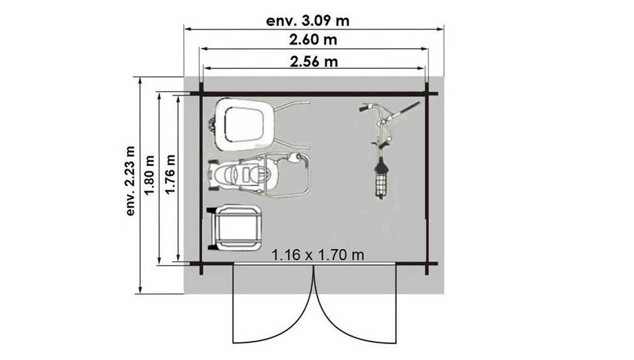 plan de l'abri de jardin en bois Leman 141 Luoman en situation