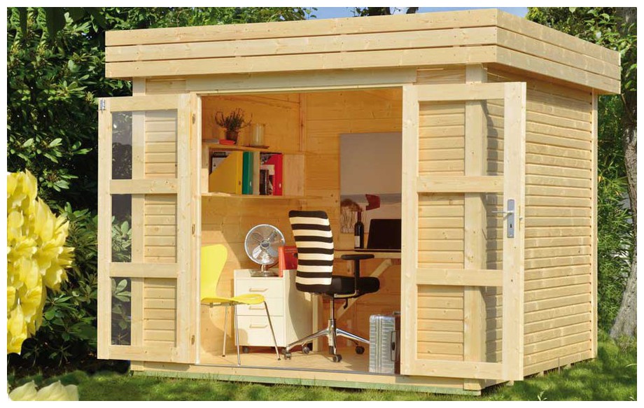 abri en bois de jardin Michigan Luoman en situation 2