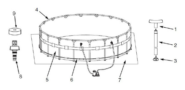 ultra frame - piscine tubulaire - eclaté