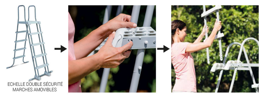 échelle d'accès piscine hors sol intex ultra silver
