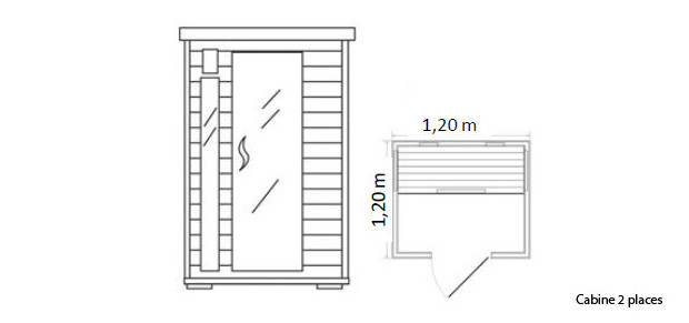 cabine de sauna infrarouge hemlock astral - dimensions 2 places