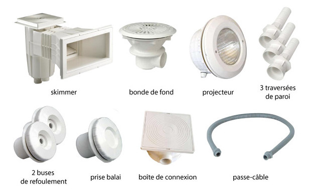 Kit pièces à sceller blanches piscines liner - N°1