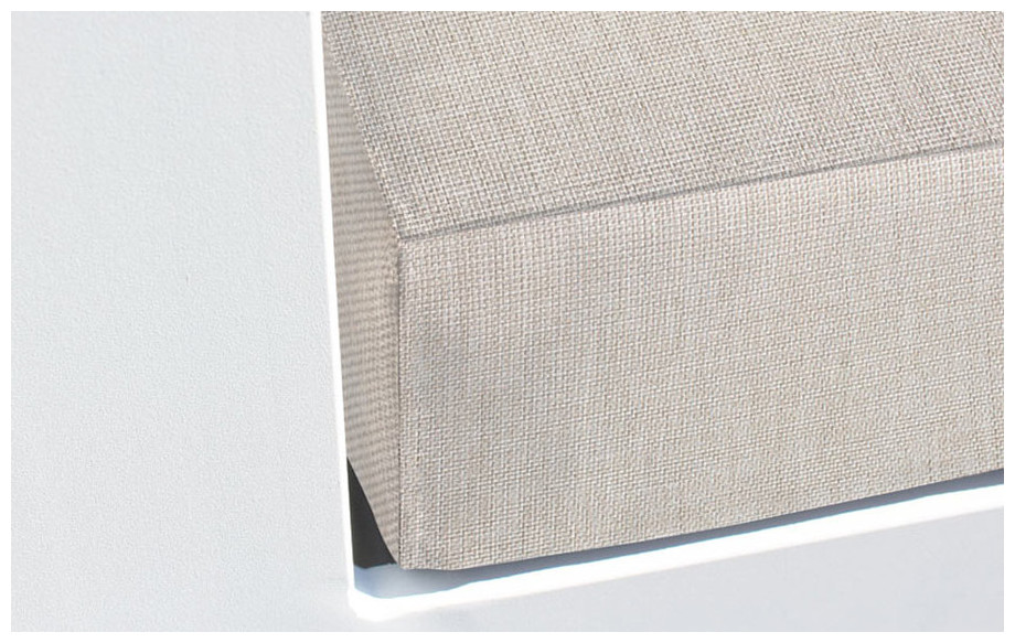 Détail des coussins du salon bas de jardin d'extérieur en aluminium thermolaqué blanc Brisbane beige chiné