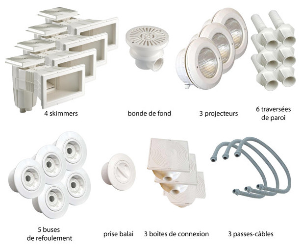 pieces a sceller piscine béton - kit numero 2 - piscines 13x6 > 15x7.5