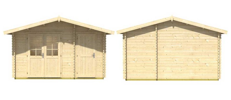 Détail des matériaux de l'abri de jardin en bois Borkum 2 Lasita Maja en situation