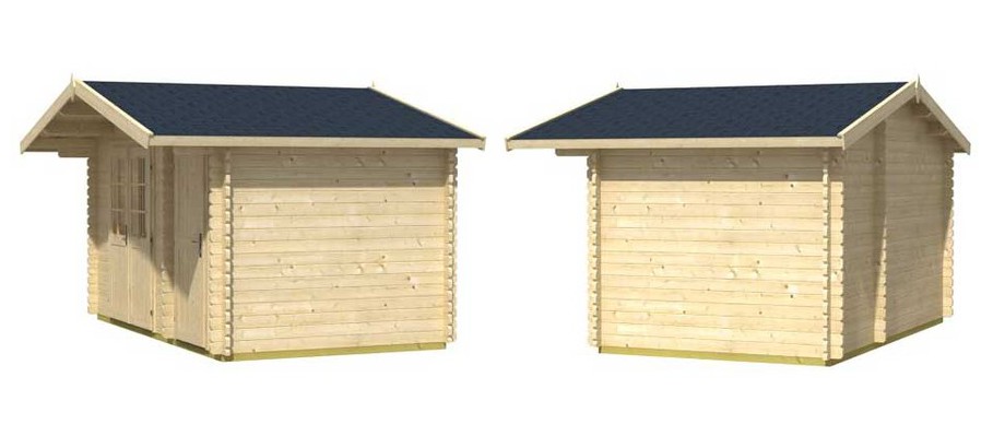 Détail de la toiture de l abri de jardin en bois Borkum 2 Lasita Maja en situation