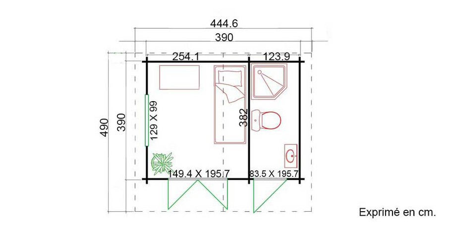 plan de l'abri de jardin en bois Borkum 5 Lasita Maja en situation