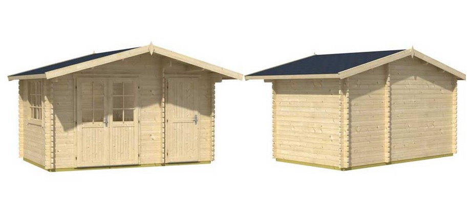Détail des matériaux de l'abri de jardin en bois Borkum 5 Lasita Maja en situation