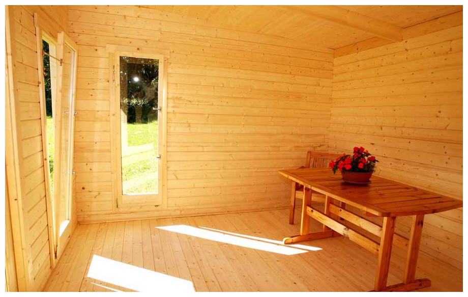Intérieur de l'abri de jardin en bois Barbados 1 Lasita Maja en situation